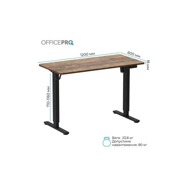 Комп'ютерний стіл OfficePro ODE1260DW Dark Wood/Black (ODE1260DW) - picture 10