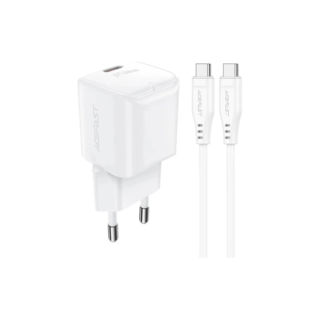 Зарядний пристрій Acefast USB-C 20W Gan A73 mini + USB-C cable Fast Charger White (6974316282655) - изображение 1