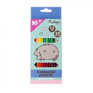Олівці кольорові Yes Pusheen двосторонні 12 шт. 24 кол (290764) зображення 1
