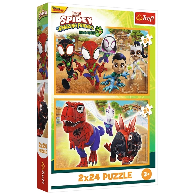 Пазл Trefl Marvel Спайді та динозаври 2х24 елемента (5900511344325) - зображення 1