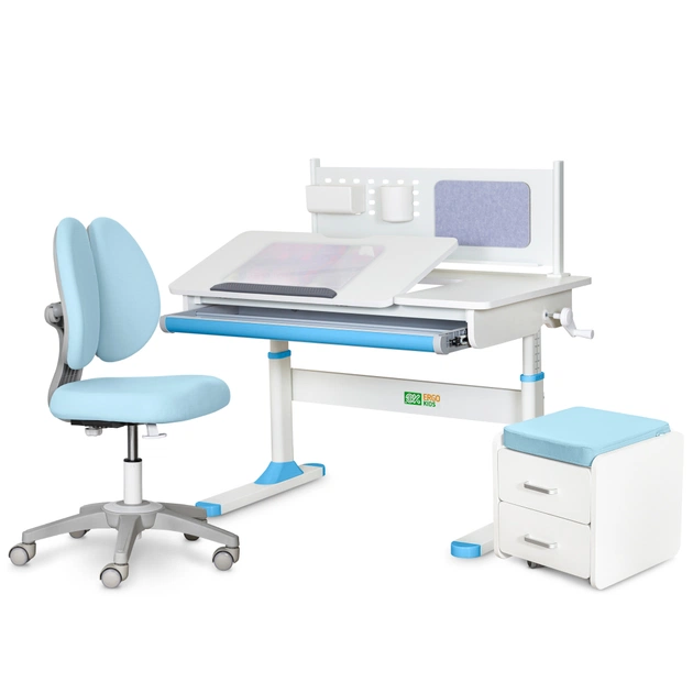 Парта с креслом ErgoKids (L) Blue + тумба (TH-325 + Y-412 Lite + BD C3_BLUE) - изображение 1