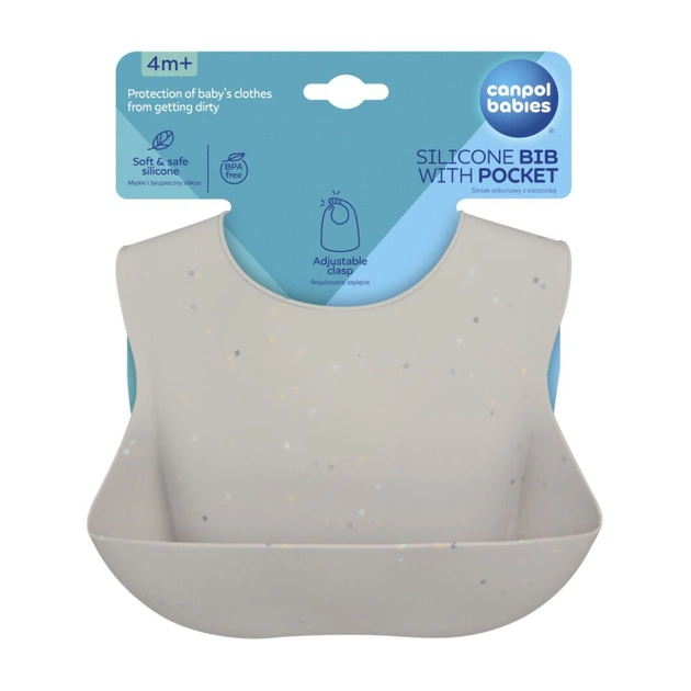 Нагрудничок Canpol babies DOTS силіконовий з кишенькою, сірий (51/029_grey) - picture 2