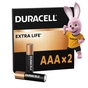 Батарейка Duracell AAA лужні 2 шт. в упаковці (5000394058170 / 81484984) - зменшене зображення 1