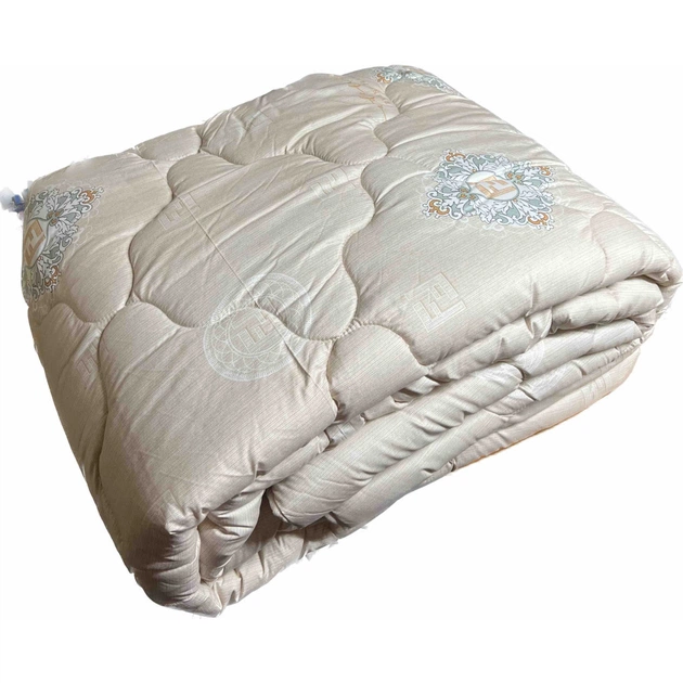 Ковдра ШЕМ зимова вовна Royal satin беж принт F євро 200х220 (200 ВОВНЯНА Royal satin_беж принт F) - зображення 1