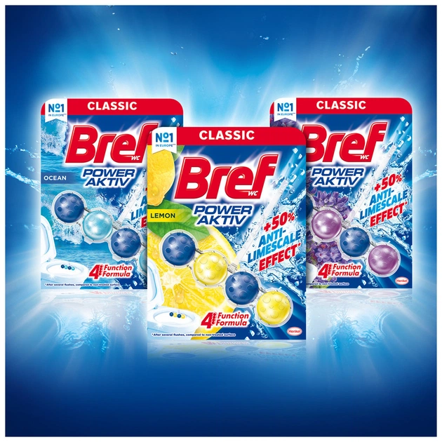 Туалетний блок Bref Сила Актив Лимон 4 х 50 г (9000101308969/9000101308907) - зображення 6