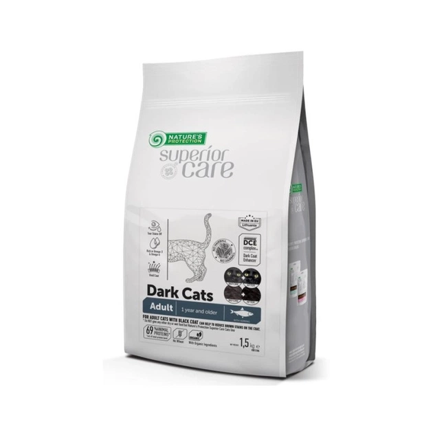 Сухой корм для кошек Nature's Protection Superior Care Dark Cats Grain Free Herring 1.5 кг (NPSC47632) - изображение 1