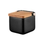 Цукорниця Ardesto Midori 12х12х11см, 840мл, кераміка, бамбук, чорна (AR0907B) - уменьшенное изображение 1