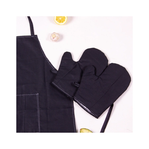 Фартух MirSon Набір 16-9000 Black Stone бязь дві прихватки + дві рукавички-прихватки + фартух (2200006752615) - picture 4