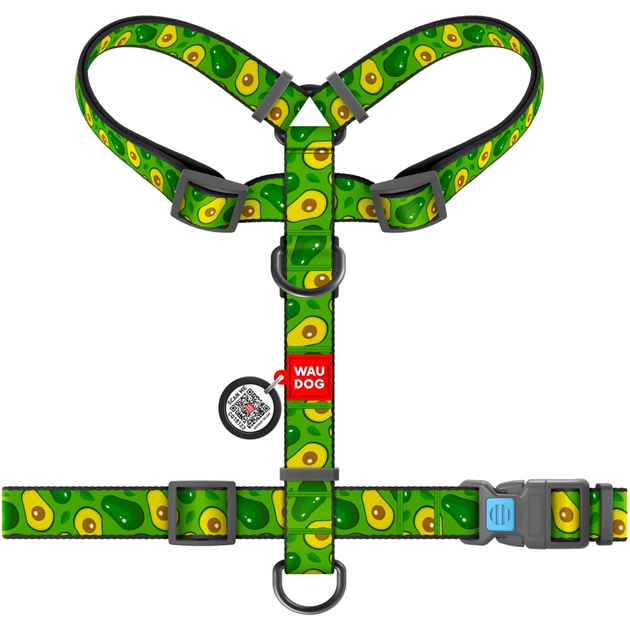 Шлея для собак WAUDOG Nylon з QR паспортом анатомічна H-подібна "Авокадо" M (5550) - picture 2