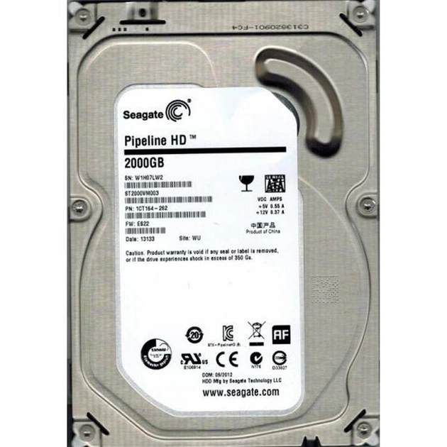 Накопичувач HDD SATA 2.0TB Seagate Pipeline HD 5900rpm 64MB (ST2000VM003) - изображение 1