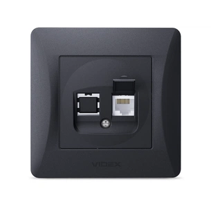 Комп'ютерна розетка Videx BINERA CAT6 одинарна черн (VF-BNSK1PC6-BG) изображение 1