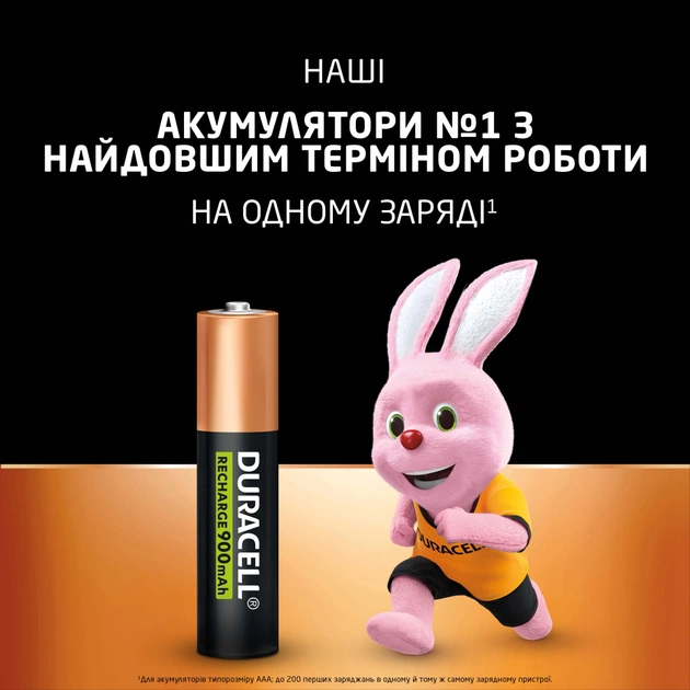 Акумулятор Duracell AAA HR03 900mAh * 4 (5005015) - picture 3