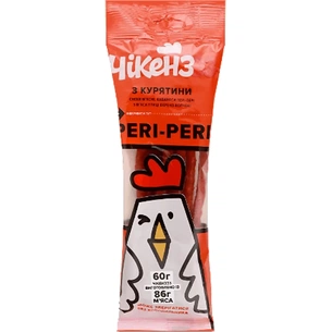 Мʼясні снеки Чікенzzz Кабаноси Peri-Peri з м'яса птиці 60 г (4820247143157) зображення 1