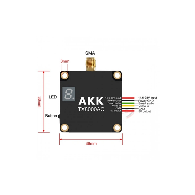 Відеопередавач (VTX) AKK Ultra Long Range 8W 4.9G-6G 96CH (TX8000AC) - зображення 6