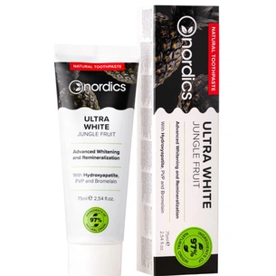 Зубна паста Nordics Ultra White Натуральна ремінералізуюча з "рідкою емаллю" та активованим вугіллям 75 мл (3800500324180) зображення 1