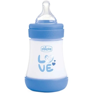 Пляшечка для годування Chicco Perfect 5 Love із силіконовою соскою 0+ міс. 150 мл Блакитна (20211.21.40) зображення 1