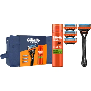Набір косметики Gillette Fusion5 Станок для гоління (бритва) + 4 змінних леза + Гель для гоління 200 мл + Косметичка (8700216075510) зображення 1