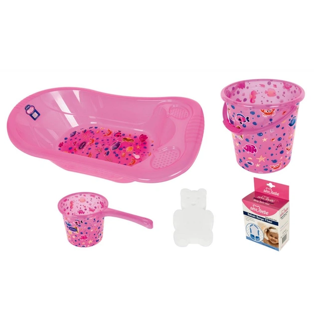 Ванночка Sevi Bebe Набір для купання з малюнком Рожевий (8692241137021) - изображение 1