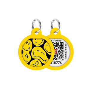 Адресник для тварин WAUDOG Smart ID з QR паспортом "Смайли на чорному", коло 25 мм (225-0181) изображение 1