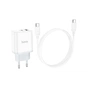 Зарядний пристрій HOCO C105A Stage 1xUSB-C PD20W + 1xUSB QC3.0 + cable USB-C to USB-C White (6931474782922) - зменшене зображення 5