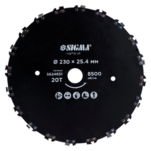 Ніж для тримера Sigma 230x25.4мм 20Т ланцюговий (5624651) picture 1