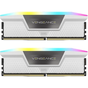 Модуль пам'яті для комп'ютера DDR5 32GB (2x16GB) 6400 MHz Vengeance RGB White Corsair (CMH32GX5M2B6400C36W) зображення 1