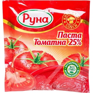 Соус Руна Томатная паста с содержанием сухих веществ 25% 70 г (4820015945075) изображение 1