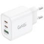 Зарядний пристрій Foneng GaN10 (1хUSB, 2хUSB-C) 65W White (GaN10-EU-CH-TC-W) + кабель USB Type-C - зменшене зображення 1