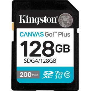 Карта пам'яті Kingston 128GB SDXC сlass 10 UHS-I U3 V30 Canvas Go Plus G4 (SDG4/128GB) изображение 1