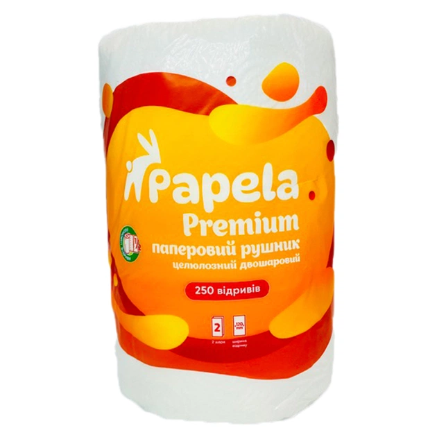 Паперові рушники Papela Premium 2 шари 250 відривів 1 рулон (4820270940105) - picture 1