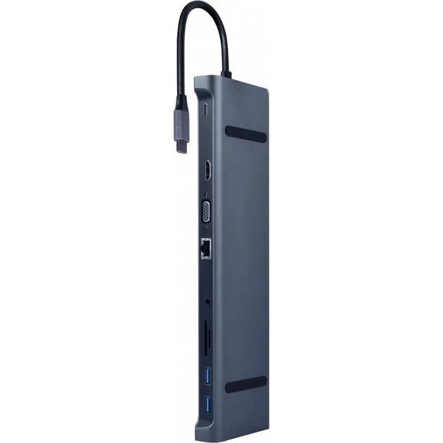 Концентратор Cablexpert USB-C 9-in-1 (USB-hub + HDMI/VGA/PD/CR/LAN/3.5mm) (A-CM-COMBO10-01) - изображение 1