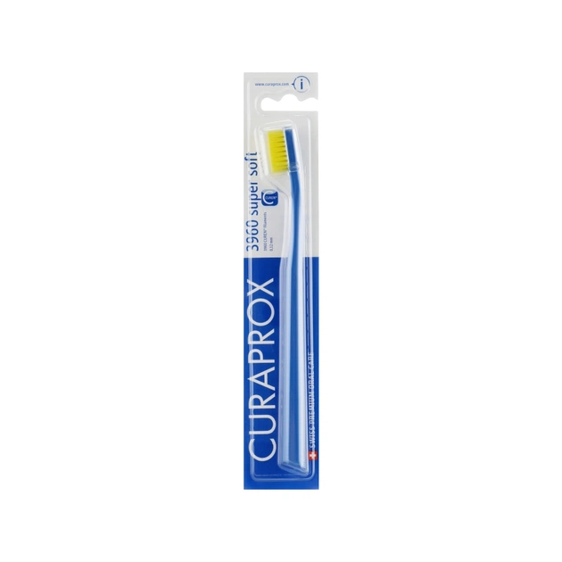 Зубна щітка Curaprox CS 3960 Super Soft Суперм'яка D 0.12 мм Синя з жовтою щетиною (CS 3960-02) - изображение 1