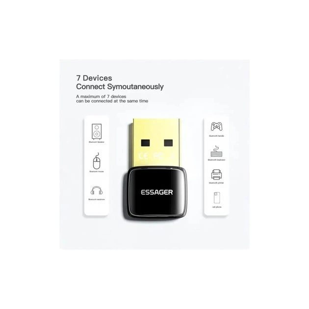 Bluetooth-адаптер Essager Starlord USB Bluetooth 5.0 Adapter Black (EBT50-XJ01-Z) - picture 4