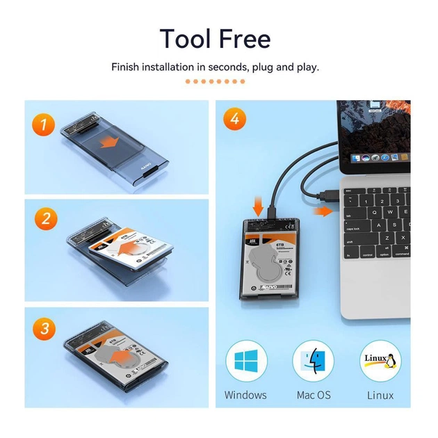 Кишеня зовнішня Maiwo 2.5" SATA/SSD HDD - USB3.1 Gen1 Type-C (K2510) - picture 7