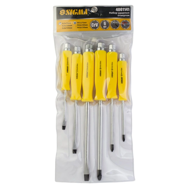 Набір викруток Sigma ударних під ключ 6шт CrV (4001141) - picture 4