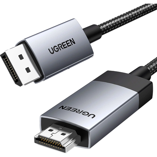Кабель мультимедійний DisplayPort M to HDMI M 1.0m V2.0 4K60Hz DP119 black Ugreen (15773) - зображення 1