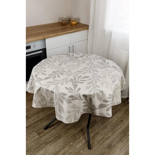 Скатертина Прованс непромокаюча Simfoni Сіре листя на натюрель D-180 см (033843) зображення 1