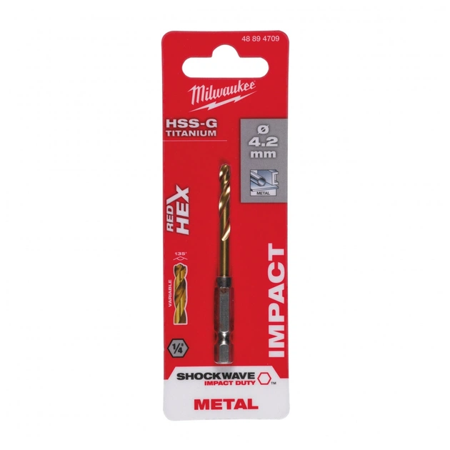 Свердло Milwaukee по металу RedHEX HSS-G TiN, 4,2мм (48894709) - picture 3
