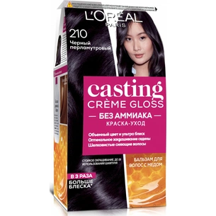 Фарба для волосся L'Oreal Paris Casting Creme Gloss 210 - Чорний перламутровий 120 мл (3600522418139) зображення 1