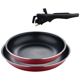 Набір сковорідок Bergner Click & cook, зі знімною ручкою, 22/26 см, червоний (BG-31605-RD) зображення 1