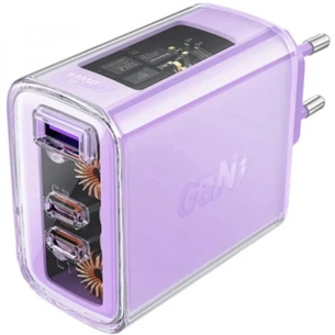 Зарядний пристрій Acefast 3xUSB 65W (2xUSB-C+USB-A) Gan A45 Fast Charger Purple alfalfa (6974316282075) зображення 1