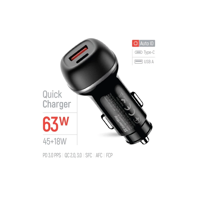 Зарядний пристрій ColorWay USB-C PD45W + USB QC3.0 car adapter (CW-CHA067PD-BK) - picture 6