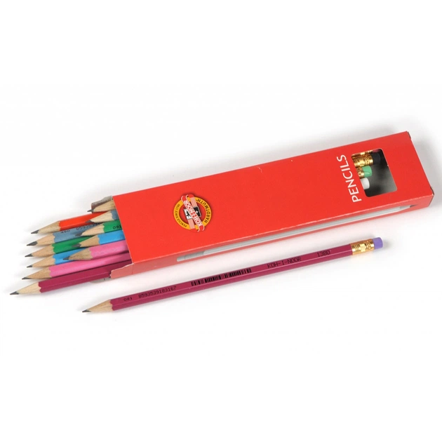 Олівець графітний Koh-i-Noor 1380 mix ASTRA, НВ, with eraser, (1380) - изображение 2