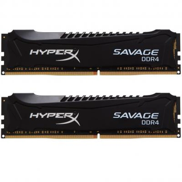 Модуль пам'яті для комп'ютера DDR4 8GB (2x4GB) 2800 MHz Savage Blak Kingston Fury (ex.HyperX) (HX428C14SB2K2/8) - зображення 1