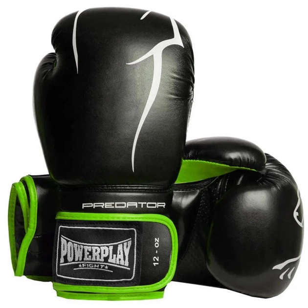 Боксерські рукавички PowerPlay 3018 14oz Black/Green (PP_3018_14oz_Black/Green) - изображение 1