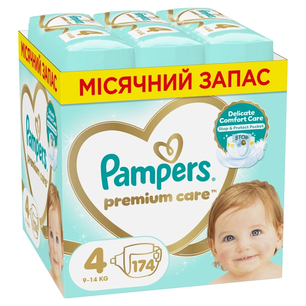 Підгузки Pampers Premium Care Розмір 4 (9-14 кг) 174 шт (8006540855935) - зображення 1