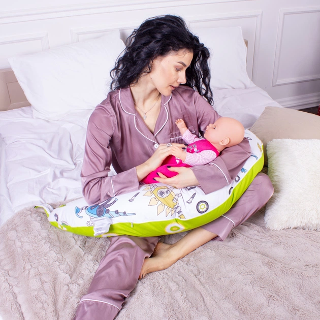 Подушка MirSon для вагітних та годування №8331 Print Line 17-0576 Dinosaur robot Бязь 30х170х20 см (2200006200567) - picture 7