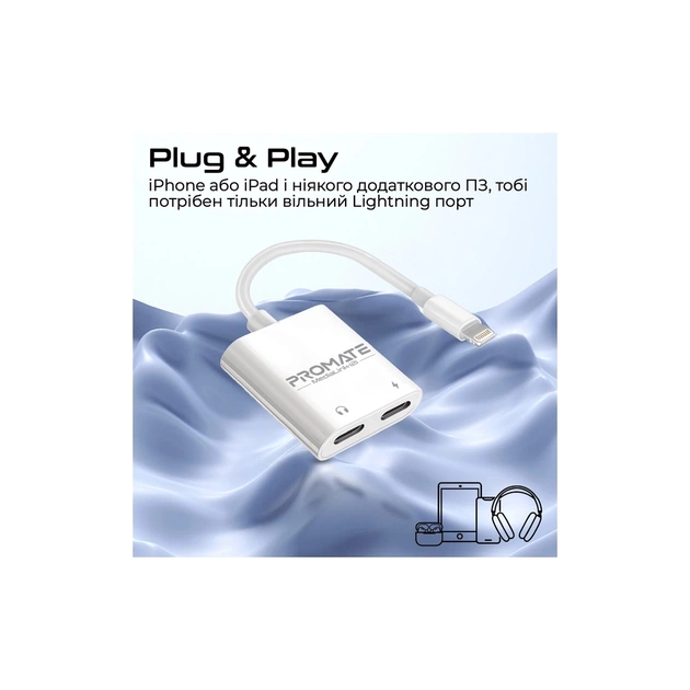 Адаптер Lightning to Lightning 12W + Lightning audio Promate (medialink-i2i) - picture 3