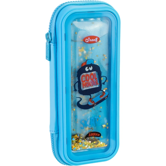 Пенал Cool For School аквариумный 1 отделение с органайзером голубой (QT-5766-LightBlue) - изображение 1