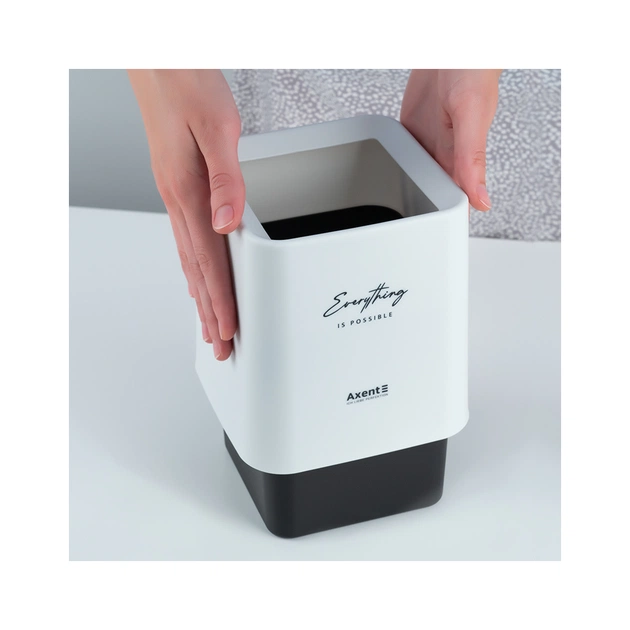 Корзина для бумаг Axent Настольный мусорный контейнер, квадратный, белый (2132-21-A) - изображение 5